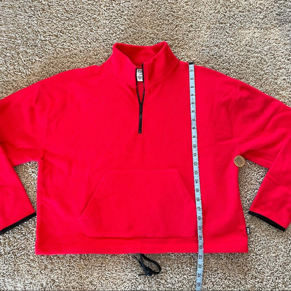 Victoria’s Secret PINK Polar Fleece Pullover Sweater Red Black Size Medium - Picture 8 of 11